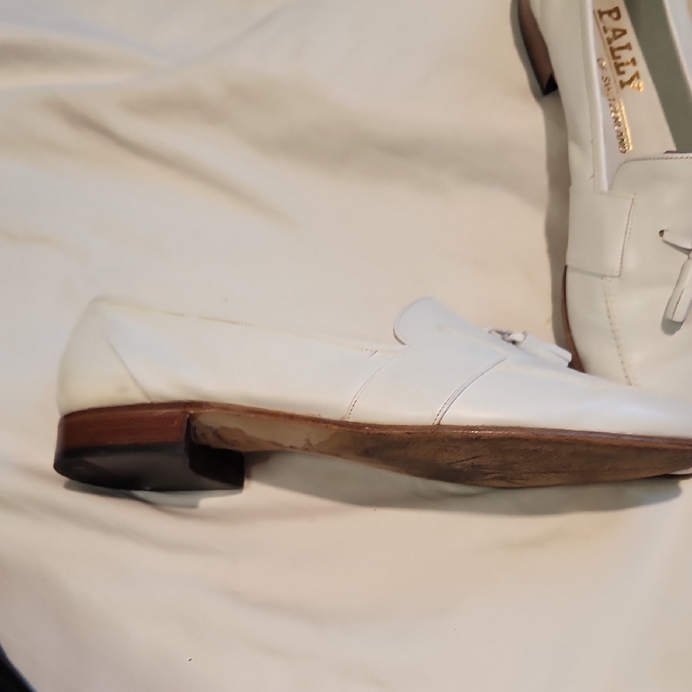 Bally White Leather Tassel Loafers Sz 10.5 - Picture 6 of 7